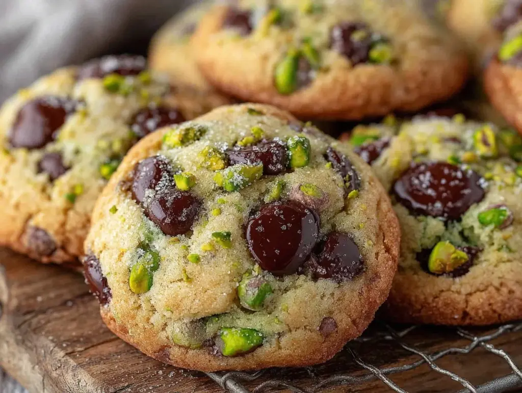 pistachio cream chocolate chip cookies - featured image