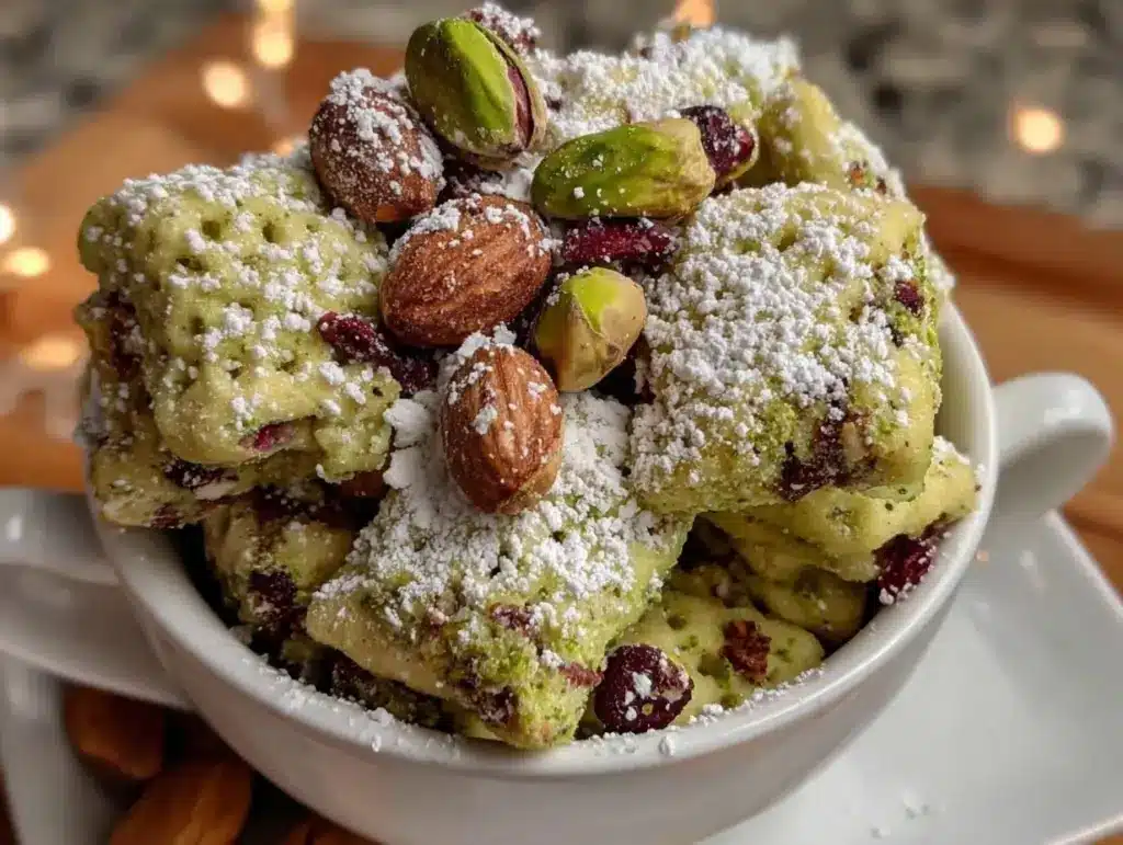 pistachio puppy chow recipe - featured image