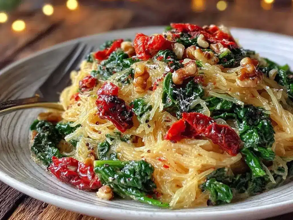 roasted garlic kale spaghetti squash - featured image