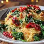 roasted garlic kale spaghetti squash - featured image
