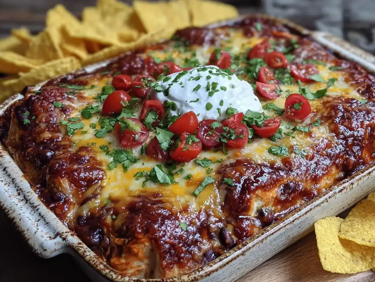 Savory Chicken Enchilada Casserole Easy Crockpot Dinner Recipe 4 savory chicken enchilada casserole preparation steps