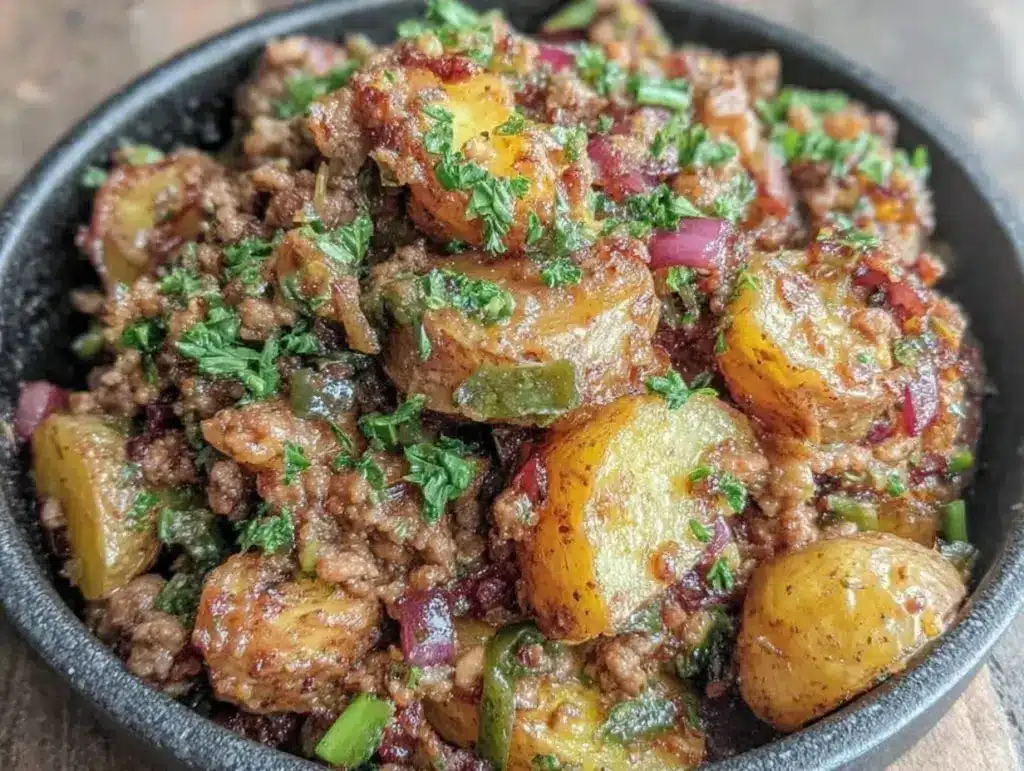 savory ground turkey with potatoes - featured image