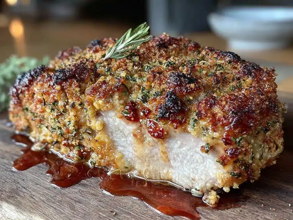 savory herb crusted pork loin roast - featured image