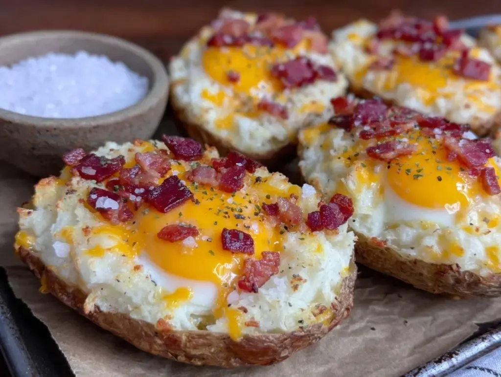 twice baked loaded breakfast potatoes - featured image