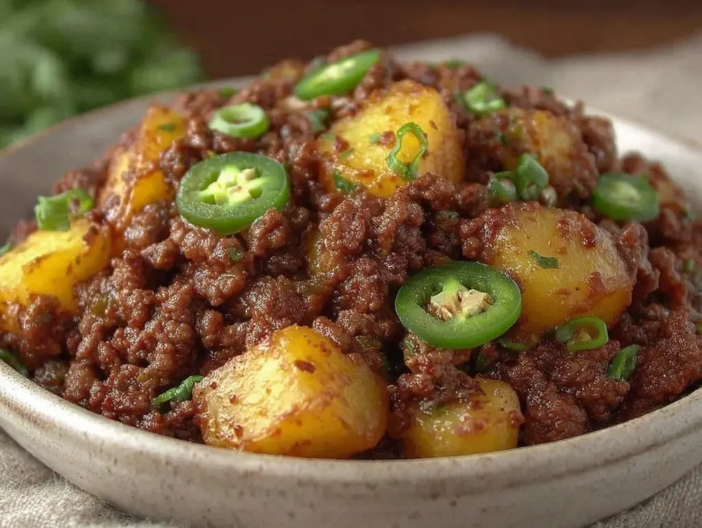 aloo keema ground meat with potatoes - featured image