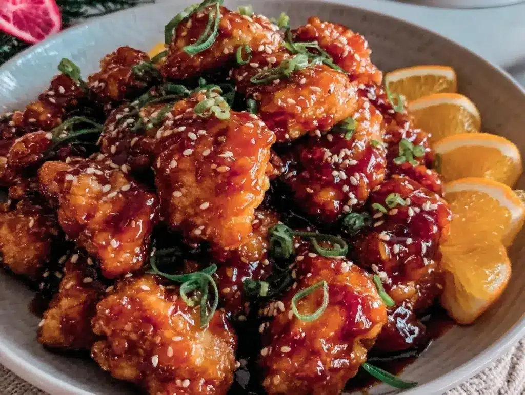 asian crockpot orange chicken - featured image