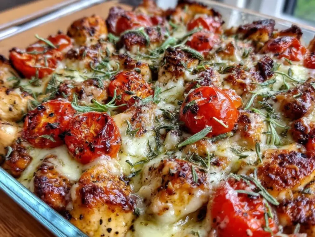 bruschetta chicken bake - featured image