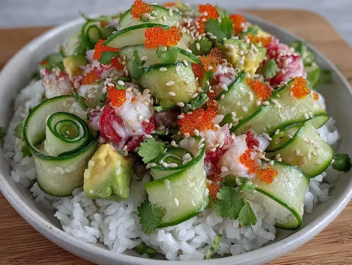 California Roll Cucumber Salad Recipe Easy Fresh and Crunchy in 15 Minutes 4 California Roll Cucumber Salad preparation steps