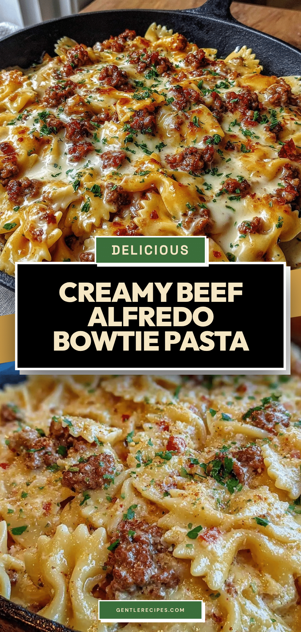 Cream Cheese Alfredo Bowties with Ground Beef Easy 30-Minute Dinner Recipe 5 Cream Cheese Alfredo Bowties recipe