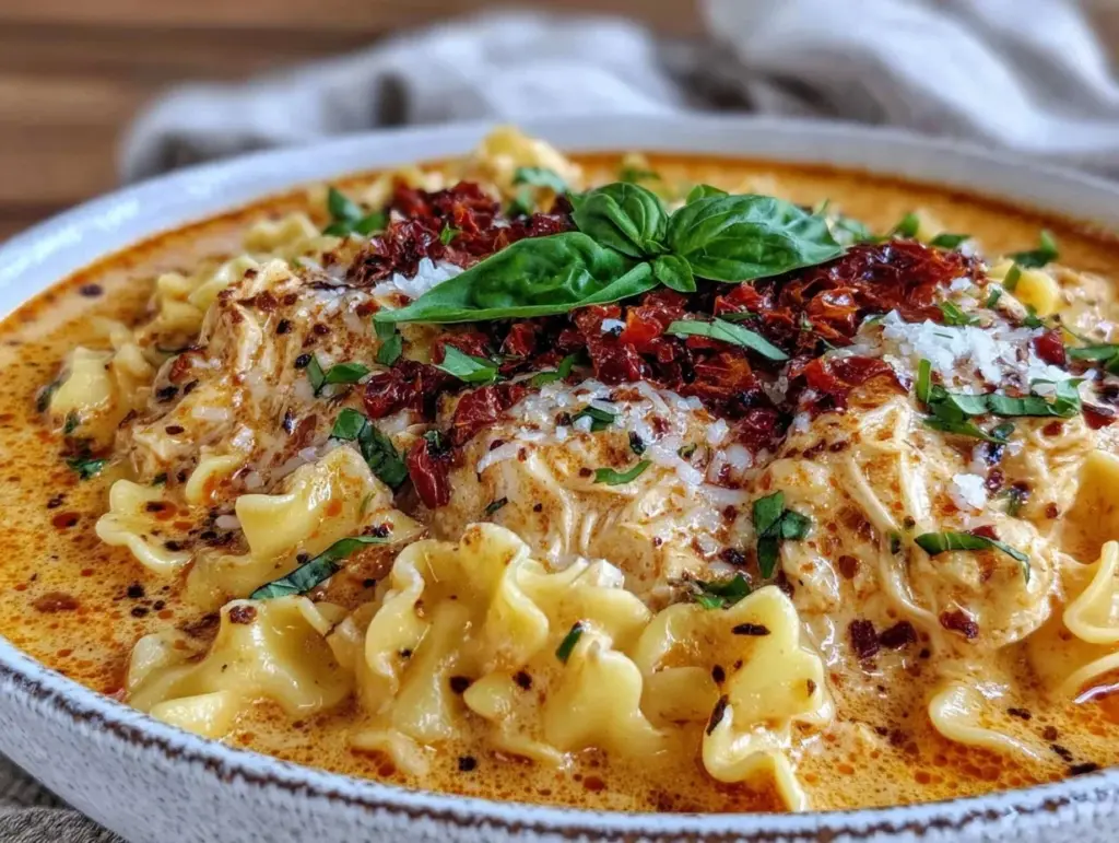 creamy chicken lasagna soup - featured image