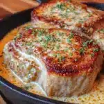 creamy garlic pork chops - featured image