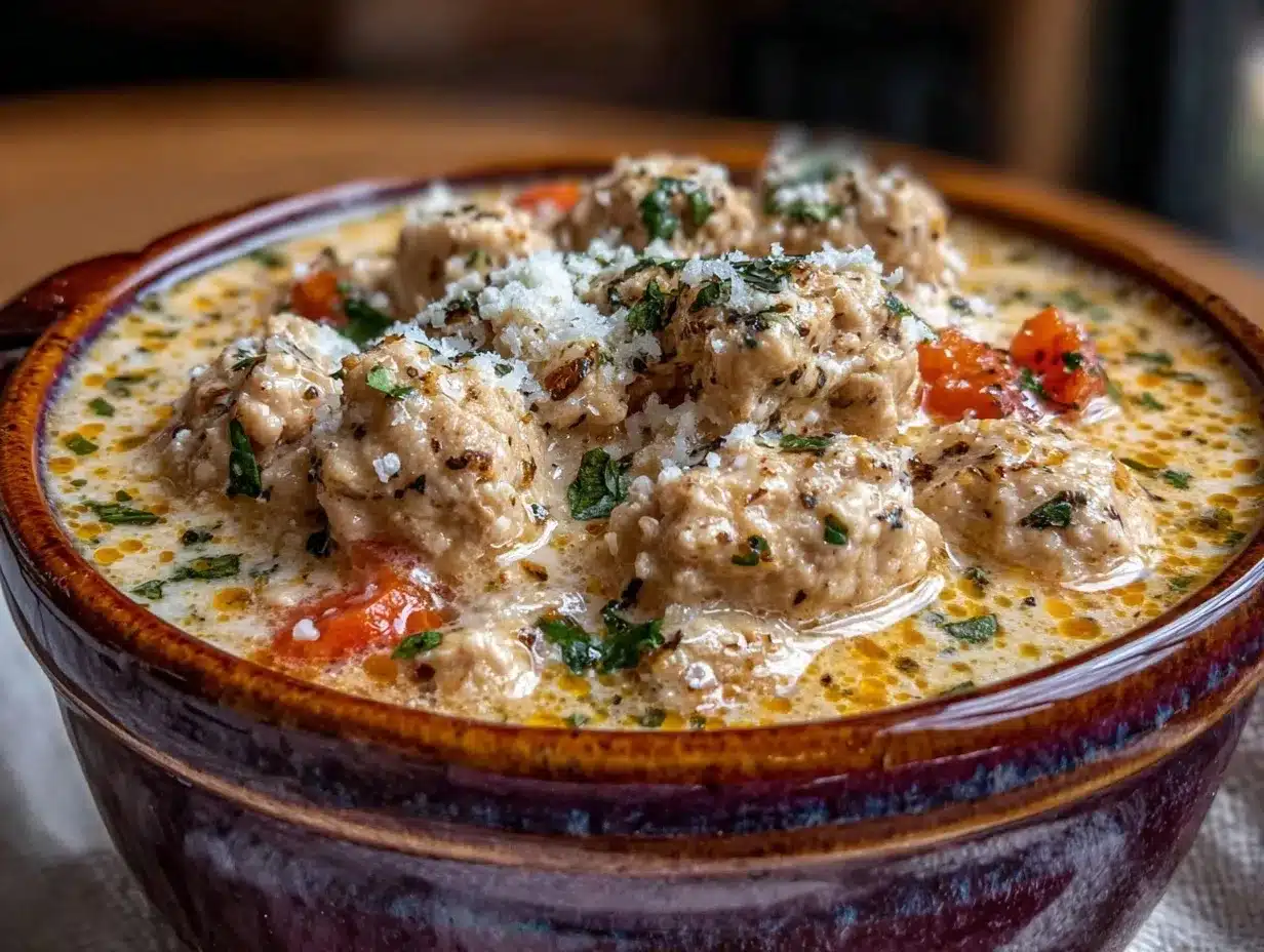 Creamy Italian Ground Chicken Soup Recipe Easy Ready in 30 Minutes 4 creamy Italian ground chicken soup preparation steps