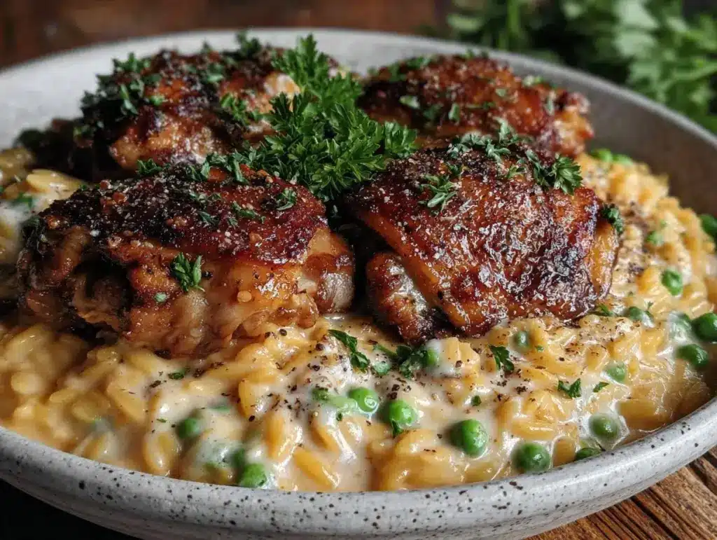 creamy one-pot chicken orzo - featured image