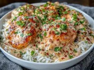 Home 6 creamy smothered chicken and rice - featured image