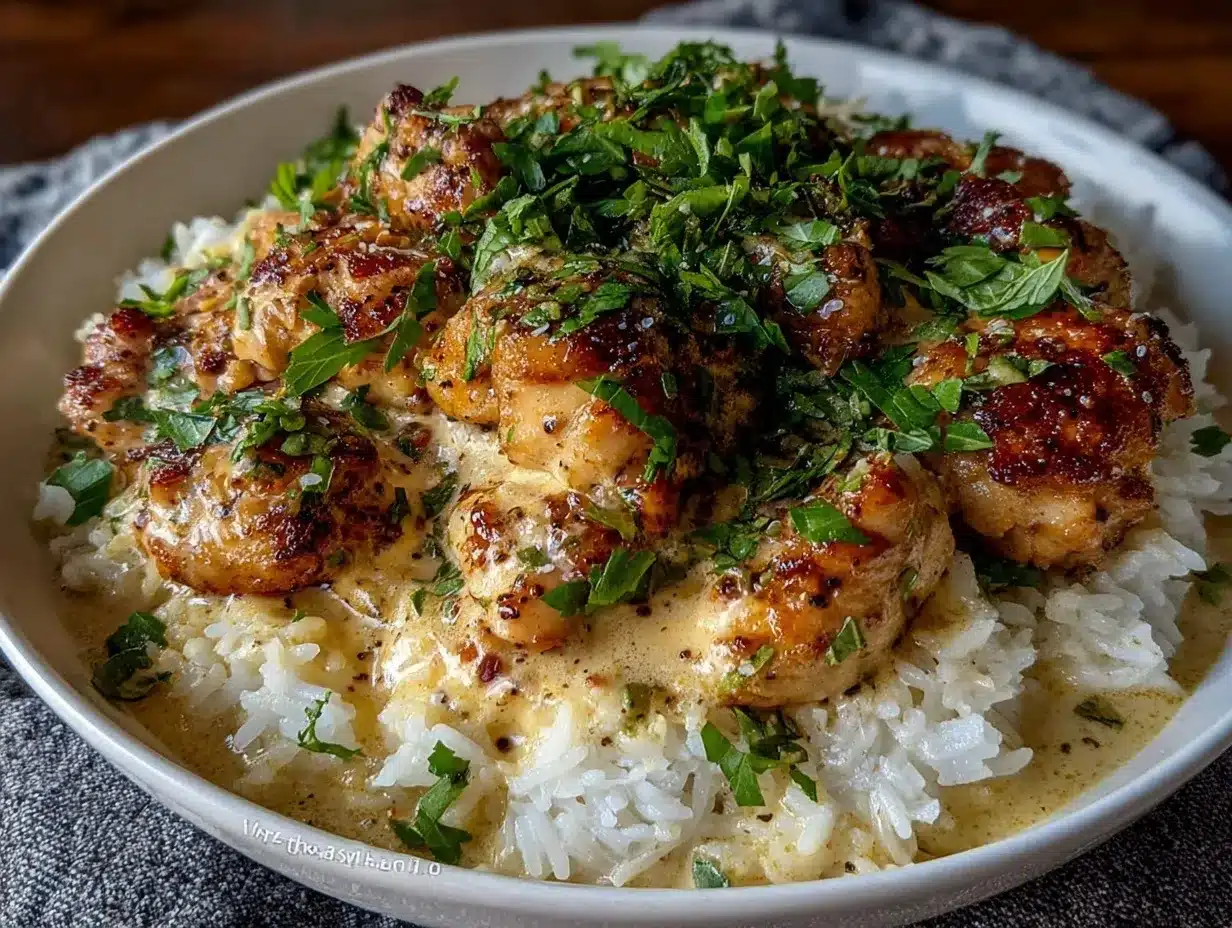 Creamy Smothered Chicken and Rice Recipe Easy Comfort Dinner Idea 4 creamy smothered chicken and rice preparation steps