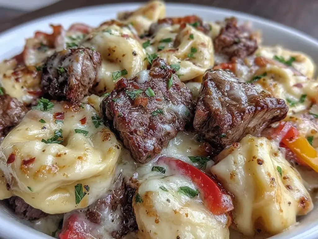 crock pot cheesesteak tortellini - featured image