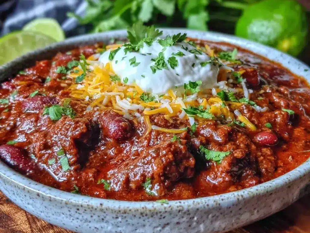 Home 2 crockpot chili with ground beef and beans - featured image