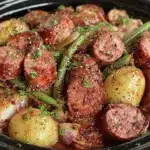 crockpot kielbasa and green beans - featured image