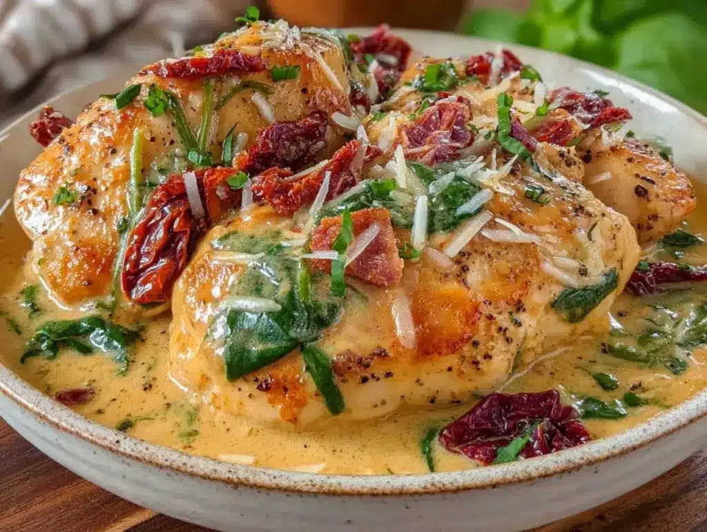 crockpot Tuscan chicken recipe - featured image