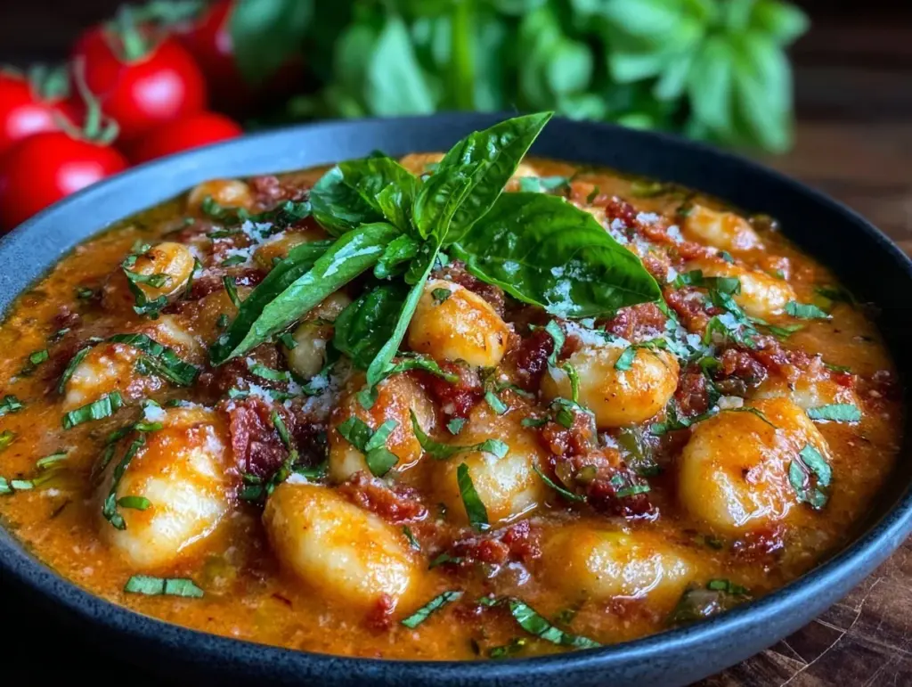 dairy-free sun dried tomato gnocchi soup - featured image