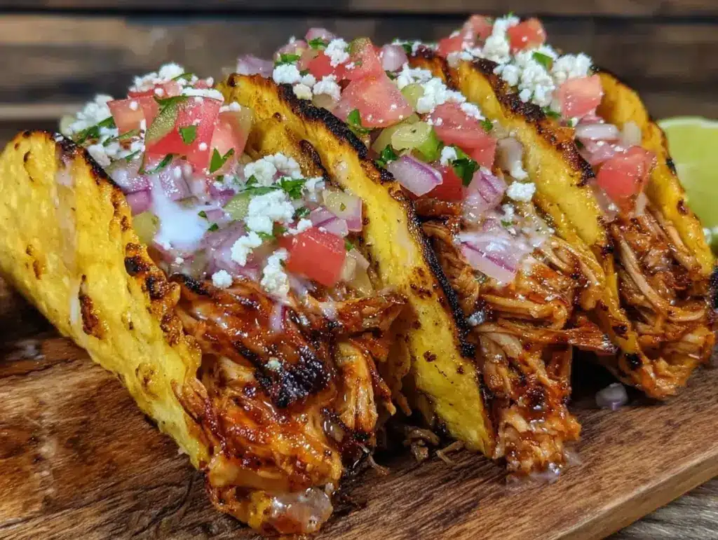 easy crockpot chicken tacos - featured image