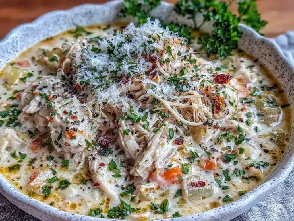 easy garlic Parmesan chicken soup - featured image