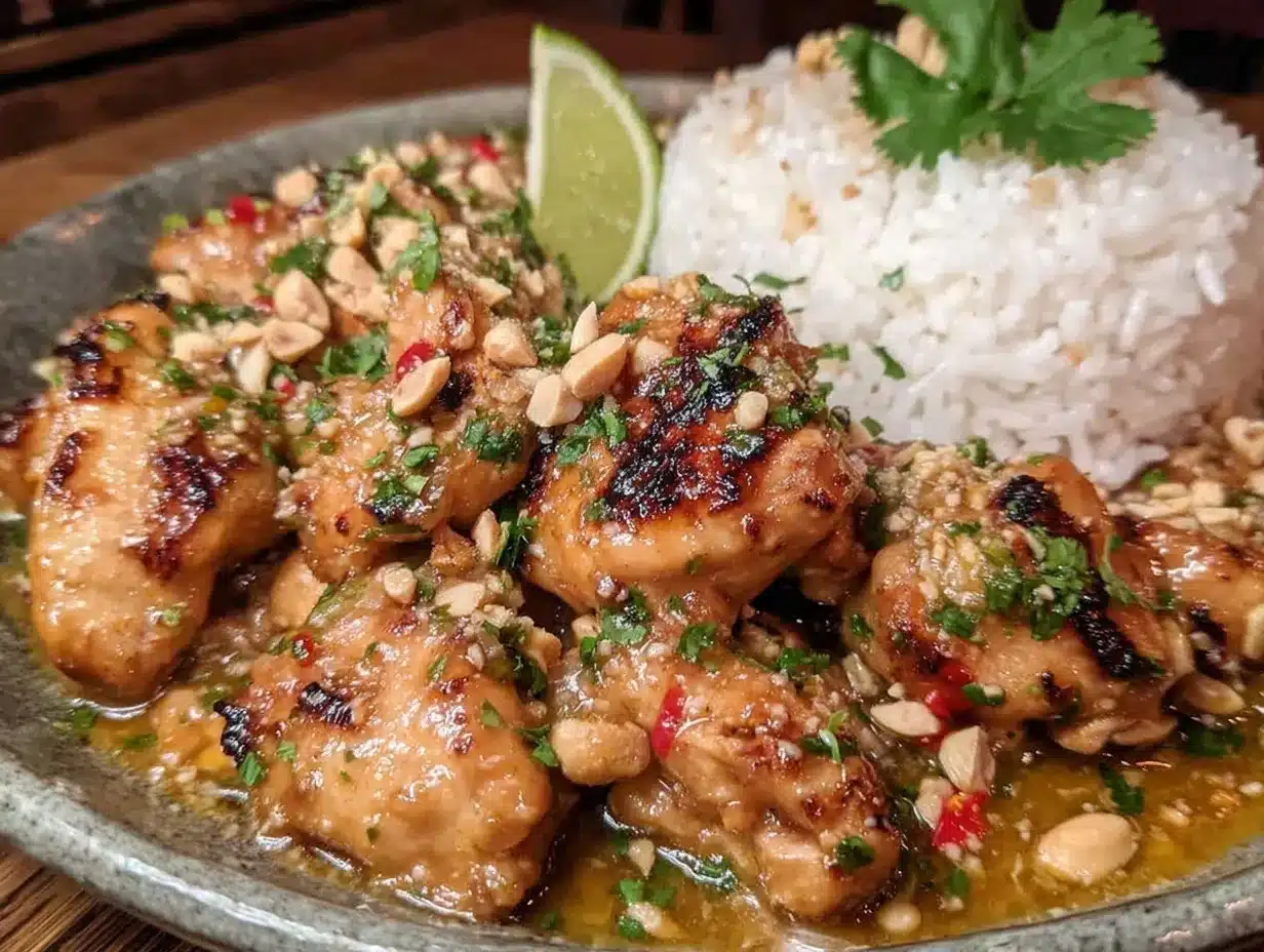 Easy Thai Peanut Chicken Recipe with Creamy Sauce in 30 Minutes Perfect for Quick Dinners 4 easy Thai peanut chicken recipe preparation steps