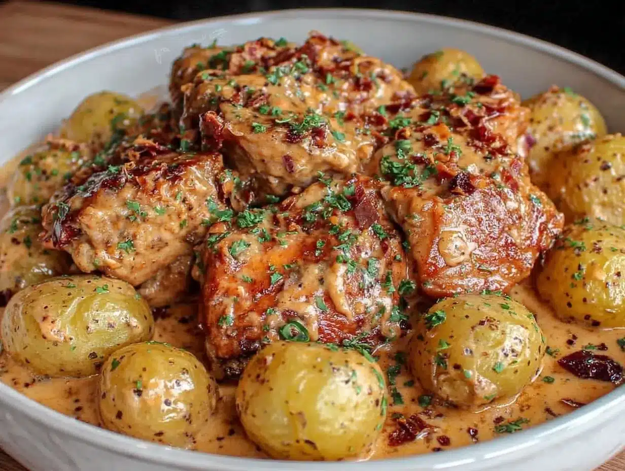 Garlic Parmesan Chicken Crockpot Recipe Easy Comfort Meal with Baby Potatoes 4 Garlic Parmesan Chicken Crockpot preparation steps