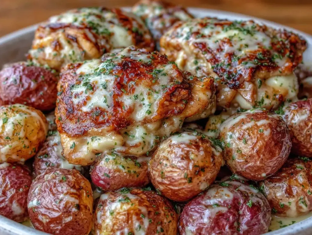 Home 1 garlic parmesan crockpot chicken and potatoes - featured image