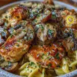 healthy chicken mushroom stroganoff - featured image