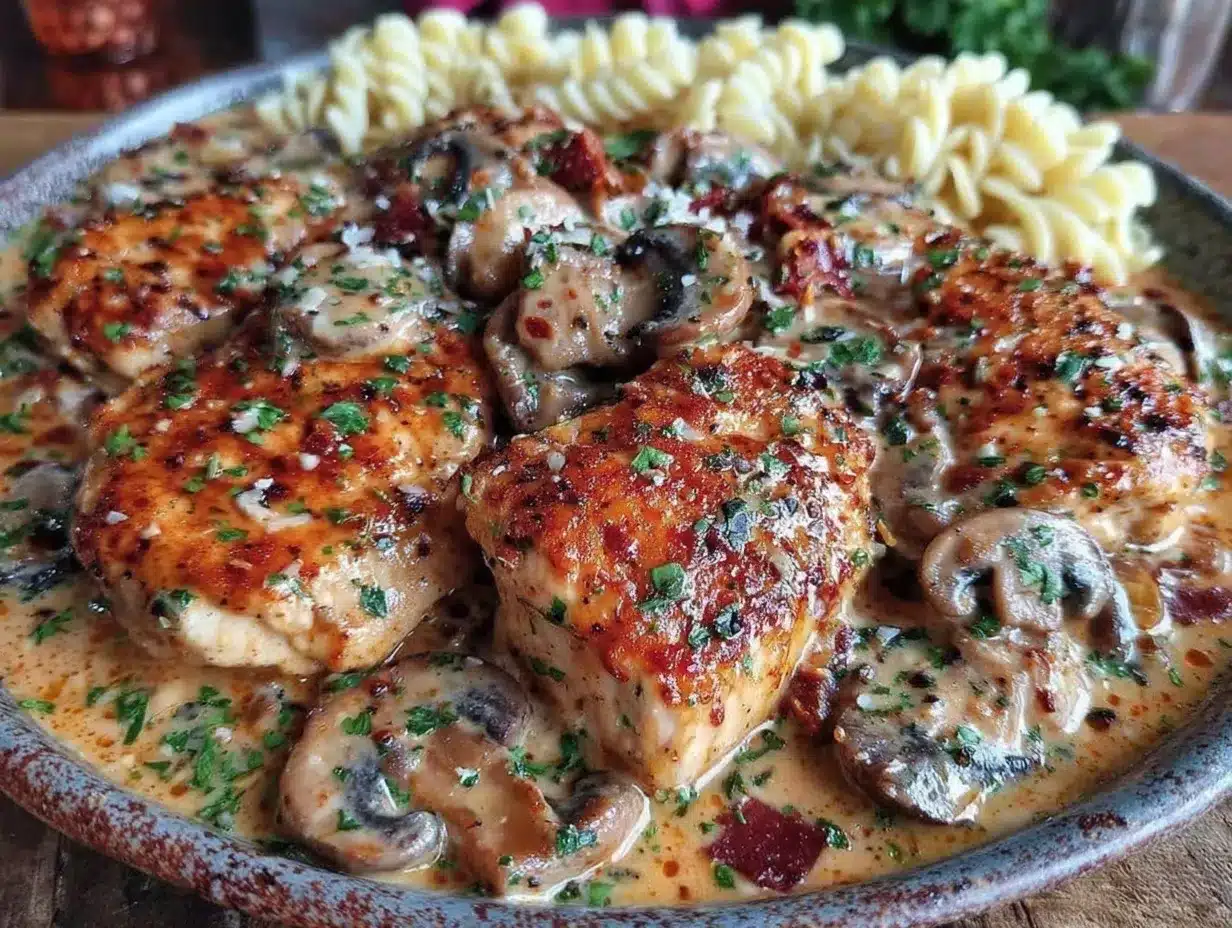 Healthy Chicken Mushroom Stroganoff Recipe Easy and Ready in 30 Minutes 4 healthy chicken mushroom stroganoff preparation steps