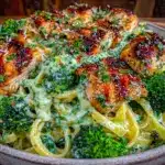 healthy garlic parmesan chicken pasta - featured image