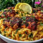 healthy lemon chicken orzo dinner - featured image