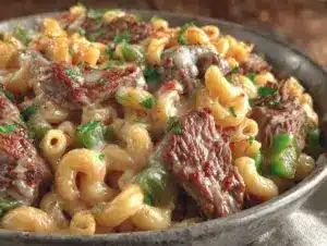 Home 6 High-Protein Philly Cheesesteak Mac - featured image