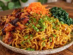 Home 5 high protein sticky garlic chicken noodles - featured image