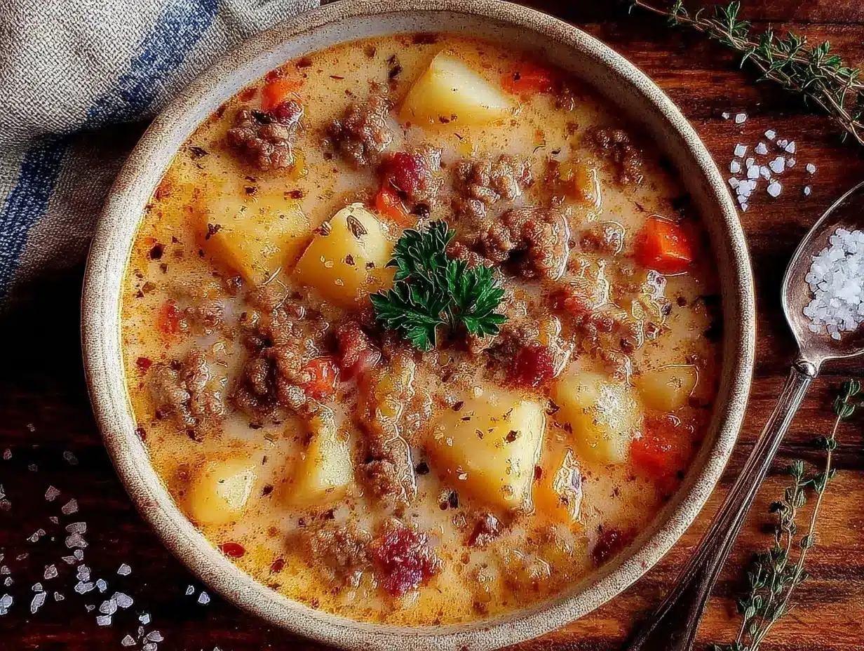 Homemade Sausage Potato Soup Recipe Easy Hearty Dinner in 30 Minutes 4 homemade sausage potato soup preparation steps