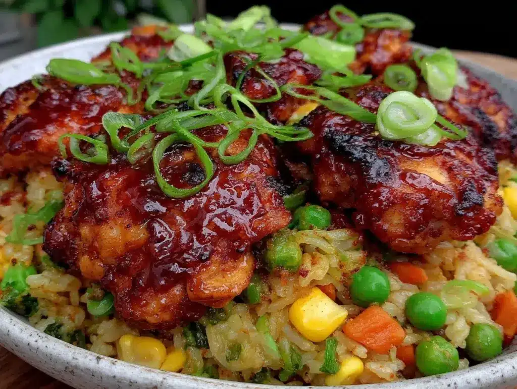 honey BBQ chicken rice recipe - featured image