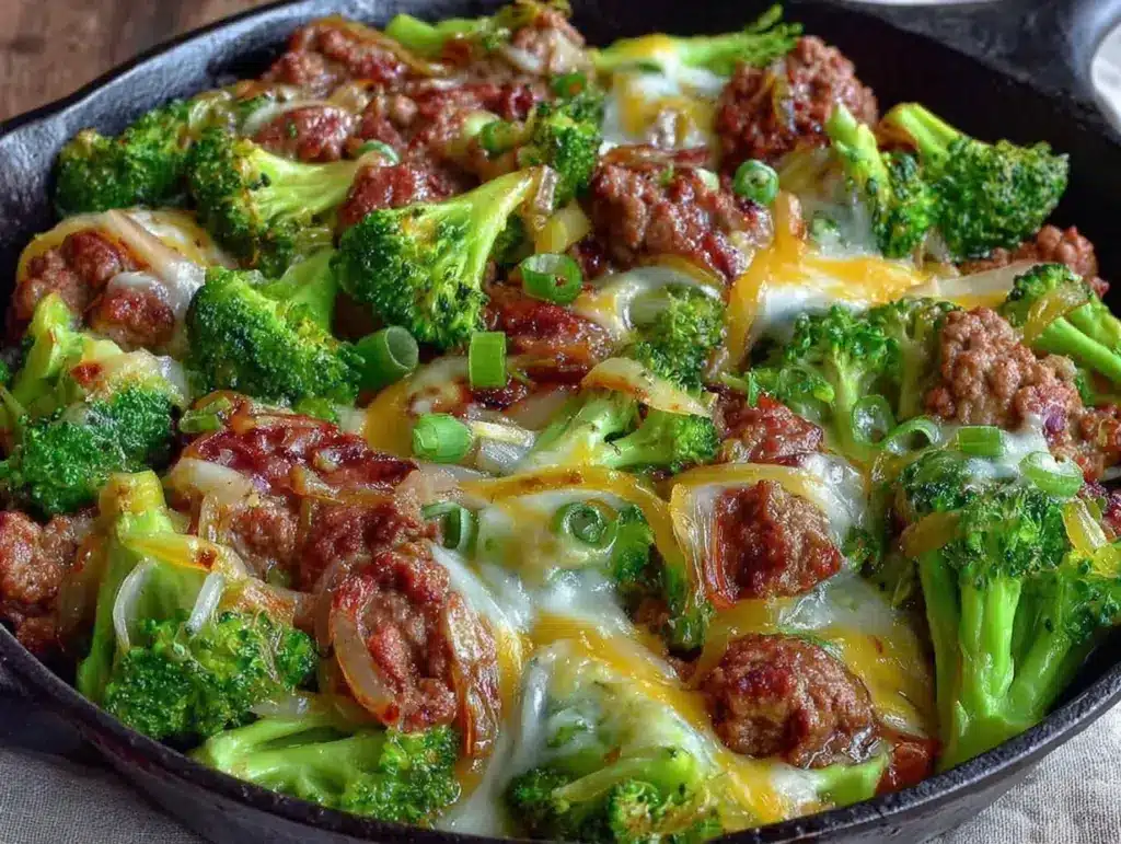keto hamburger broccoli skillet - featured image