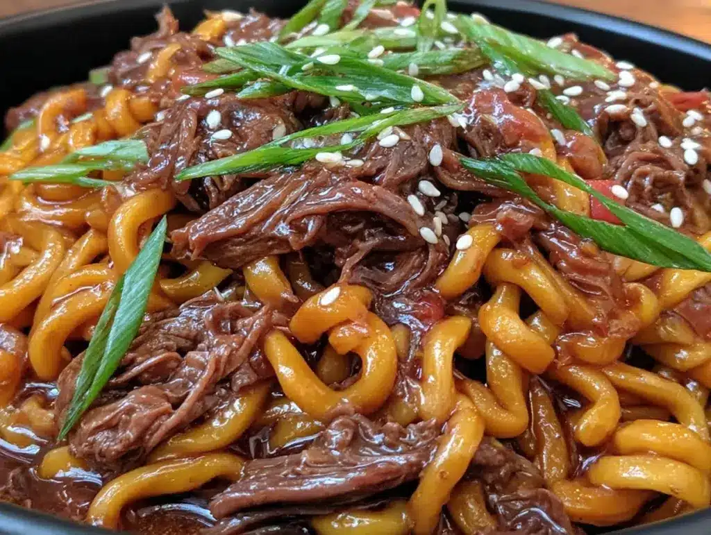 Home 1 korean beef noodles slow cooker recipe - featured image