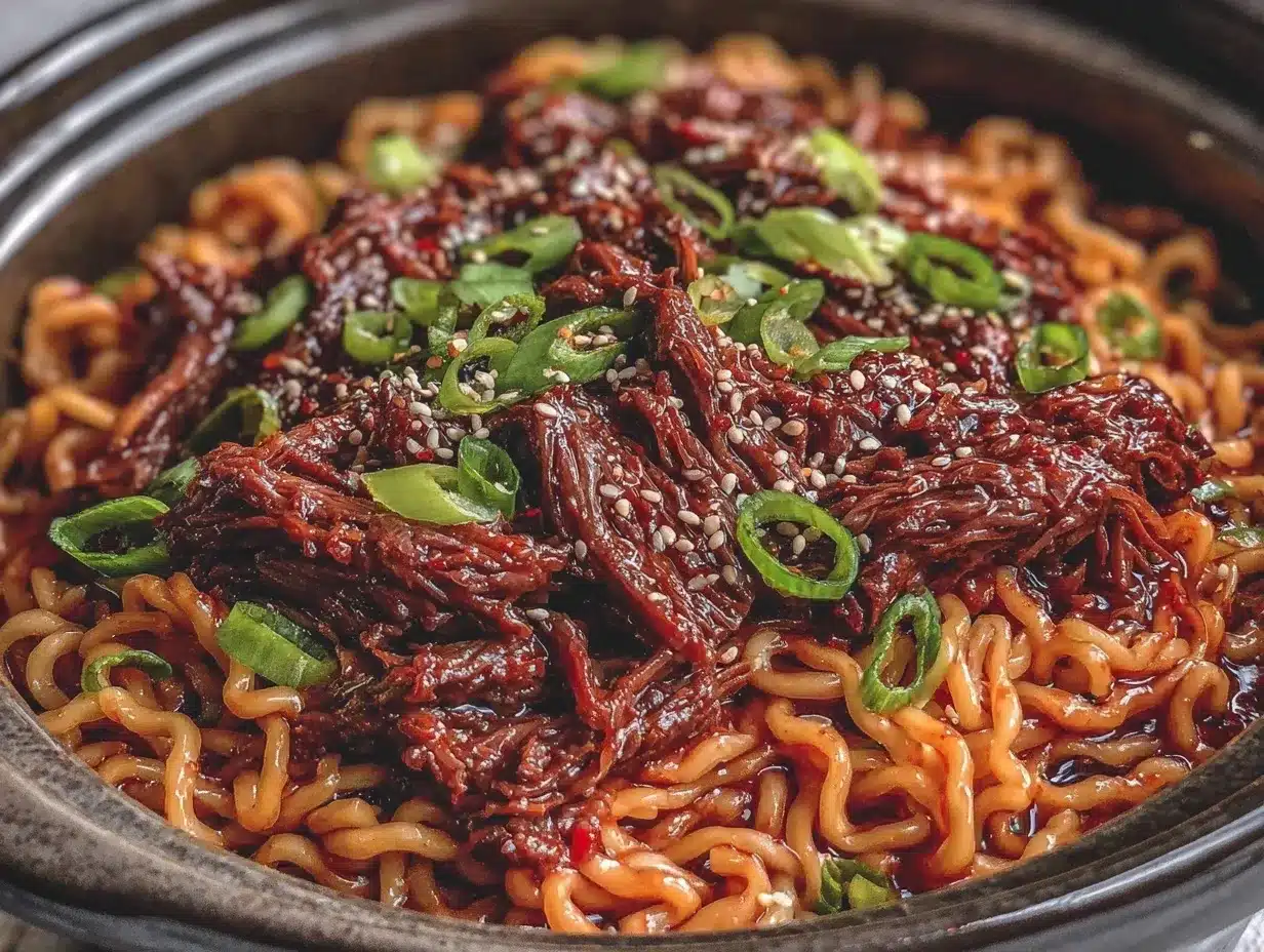 Korean Beef Noodles Slow Cooker Recipe Easy Comfort Dinners 4 korean beef noodles slow cooker recipe preparation steps