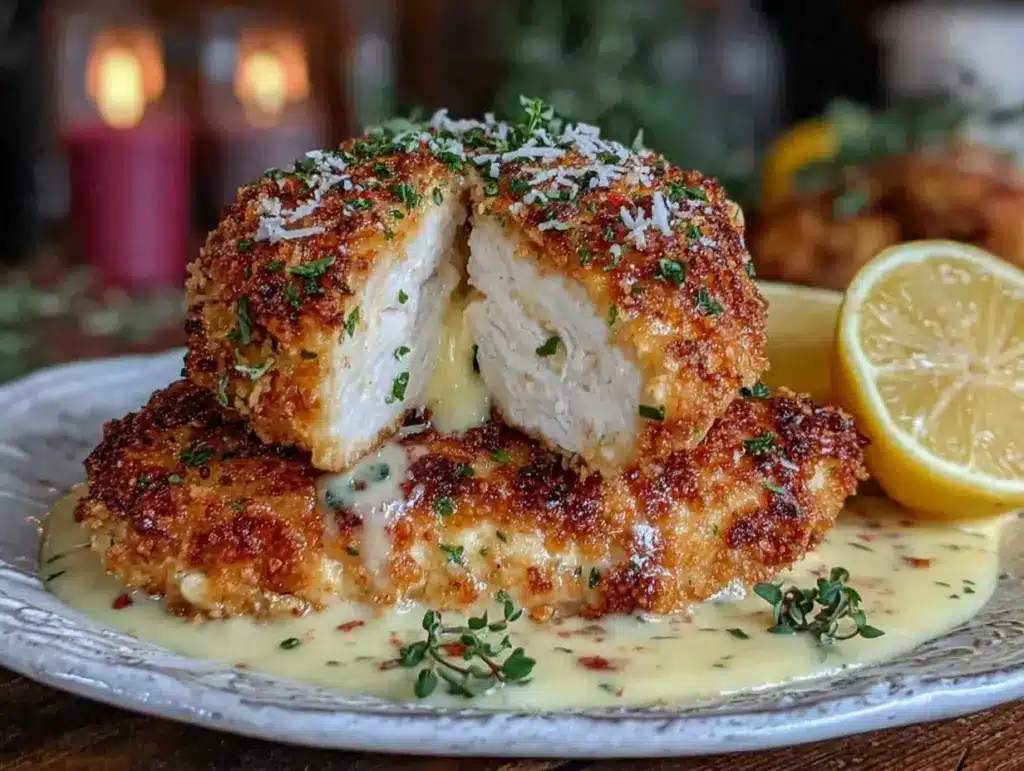 lemon pecorino crusted chicken - featured image