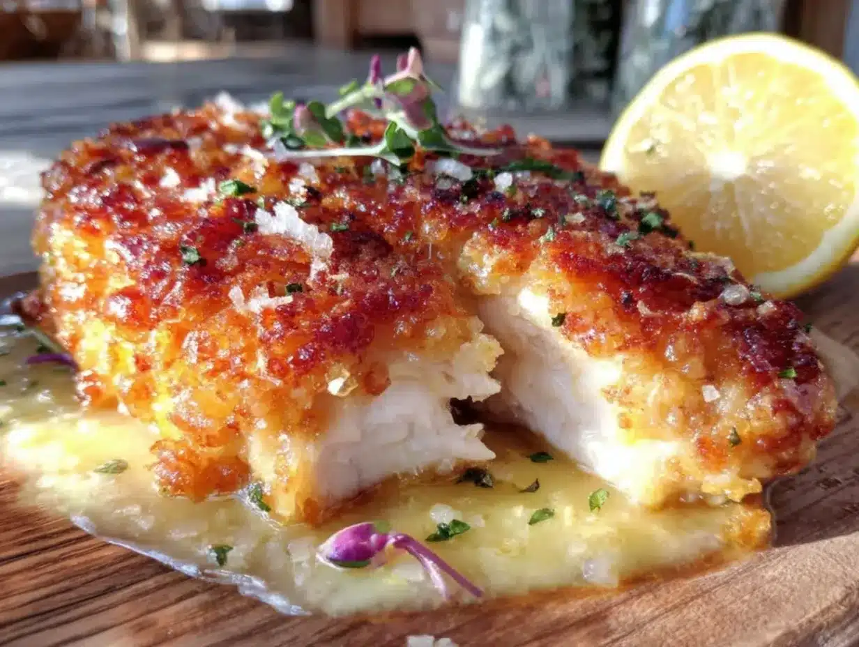 Lemon Pecorino Crusted Chicken Recipe Easy Creamy Sauce Ready in 30 Min 4 lemon pecorino crusted chicken preparation steps