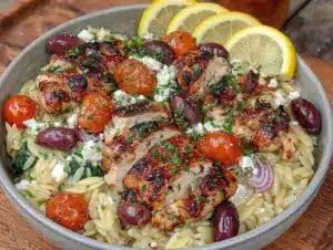 Home 4 Mediterranean chicken orzo - featured image