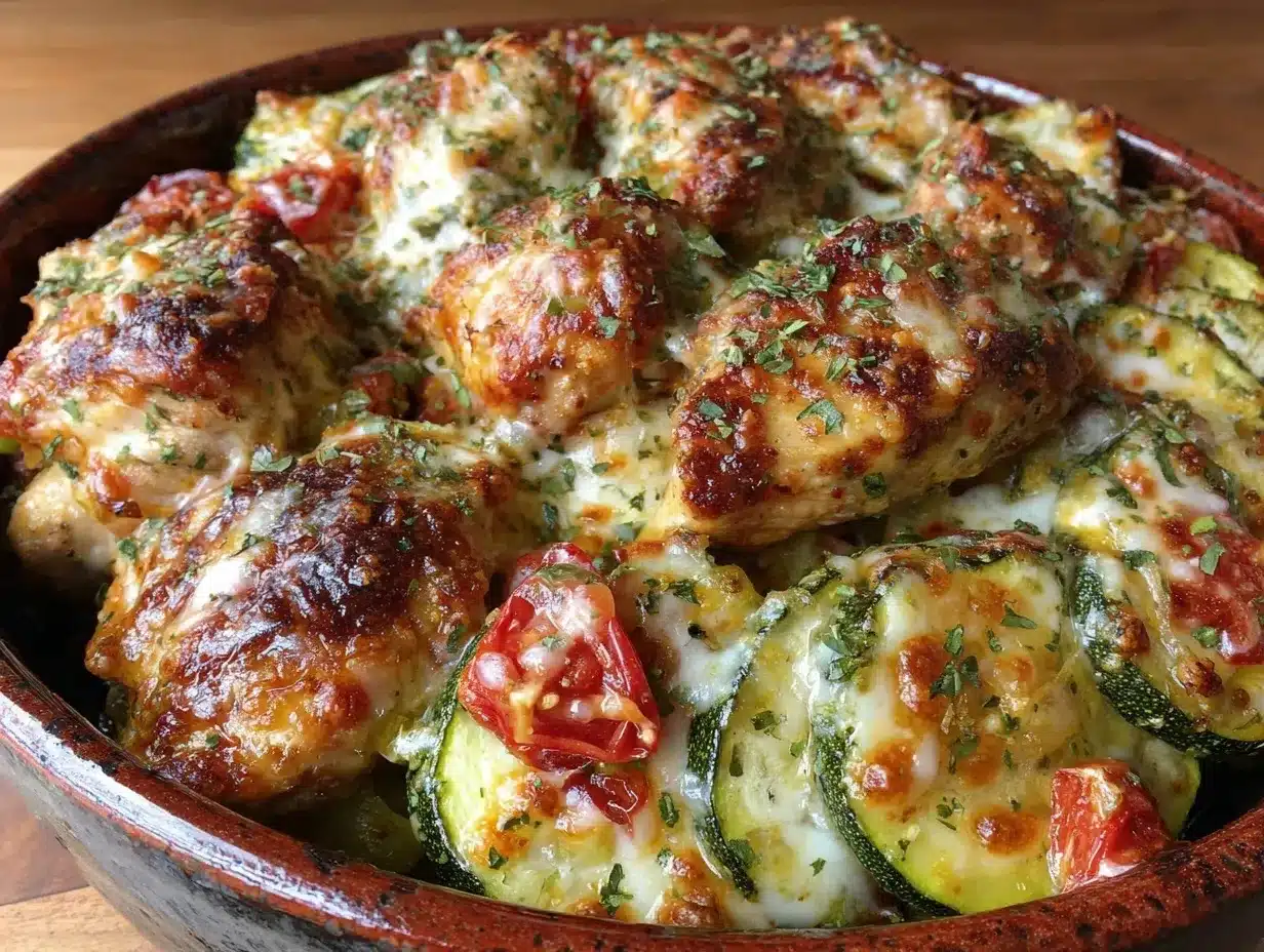Mediterranean Chicken Zucchini Bake Easy Healthy Dinner Recipe 4 Mediterranean chicken zucchini bake preparation steps
