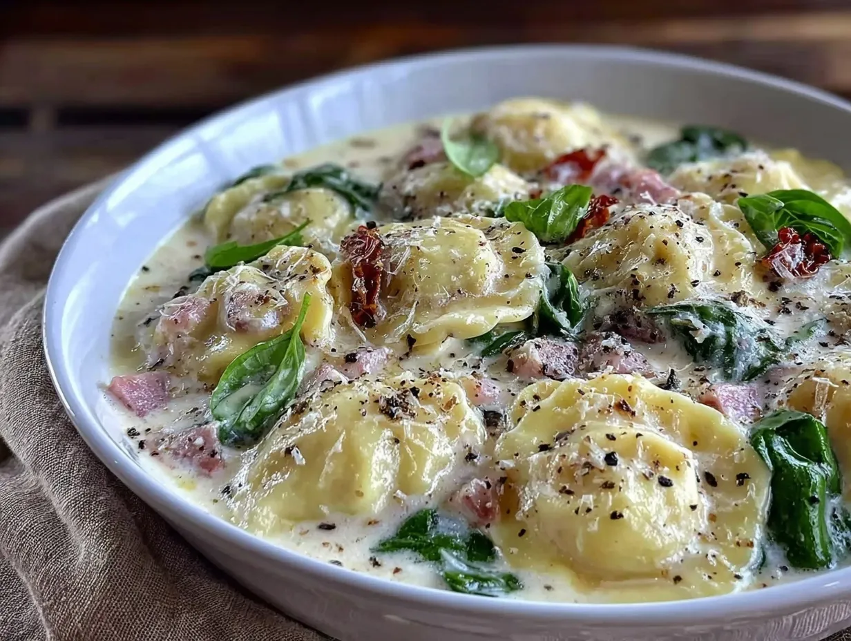 One Oven Ravioli Soup Recipe Easy Creamy Comfort for Cold Days 4 one oven ravioli soup preparation steps