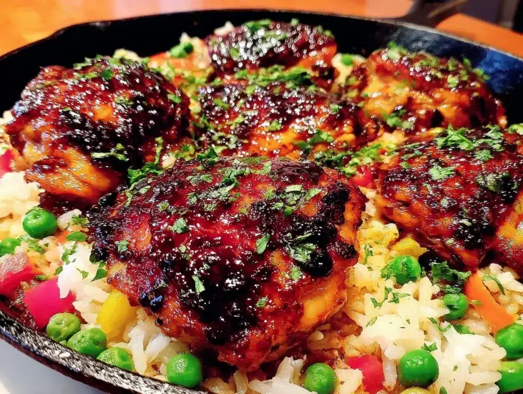 Home 2 one-pan honey bbq chicken rice - featured image