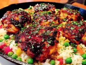 Home 5 one-pan honey bbq chicken rice - featured image