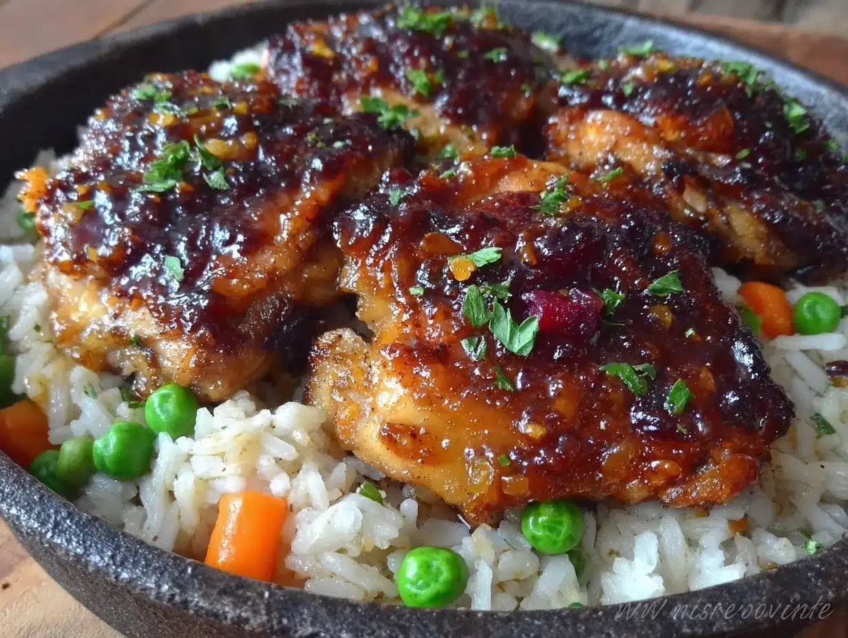 One-Pan Honey BBQ Chicken Rice Easy Dinner Recipe for Family of 6 4 one-pan honey bbq chicken rice preparation steps
