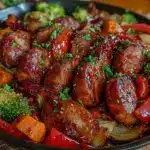 one-pan honey garlic kielbasa dinner - featured image