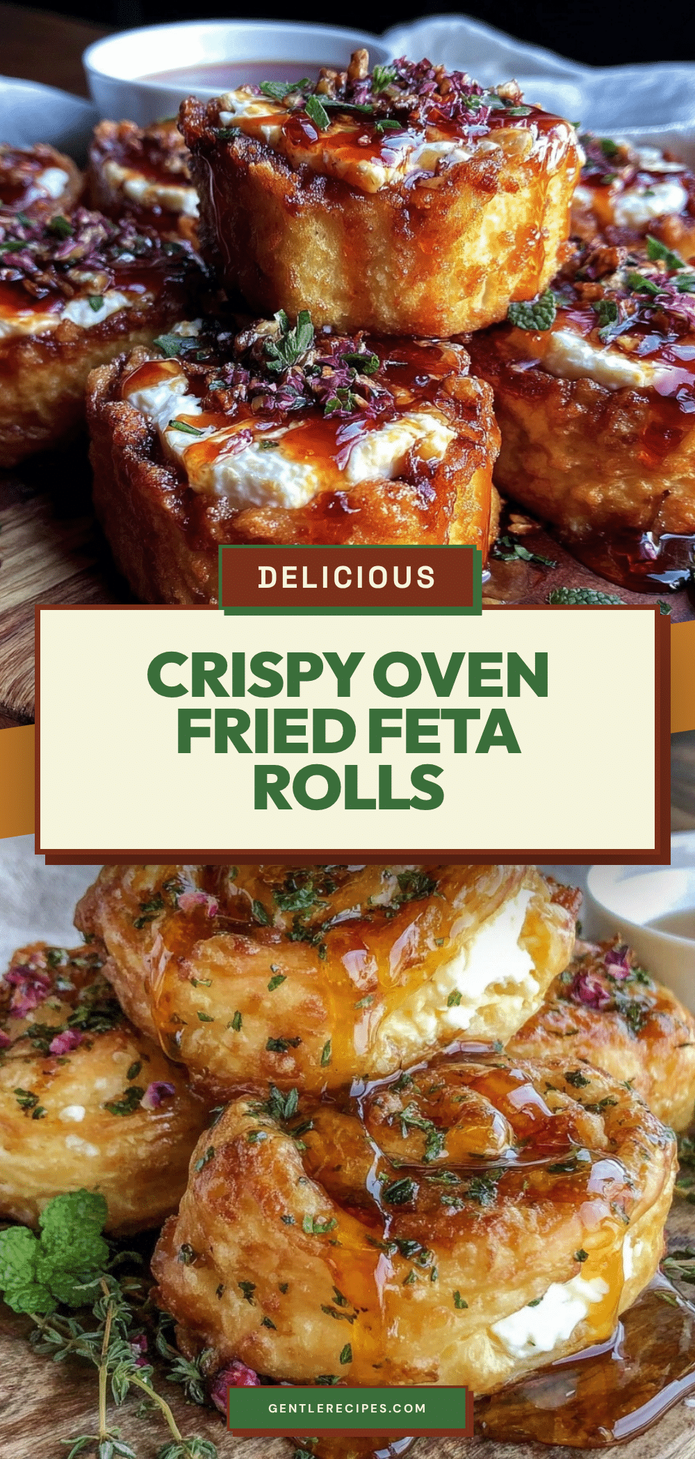 Oven Fried Feta Rolls Recipe with Chili Honey Easy Appetizers 5 oven fried feta rolls recipe